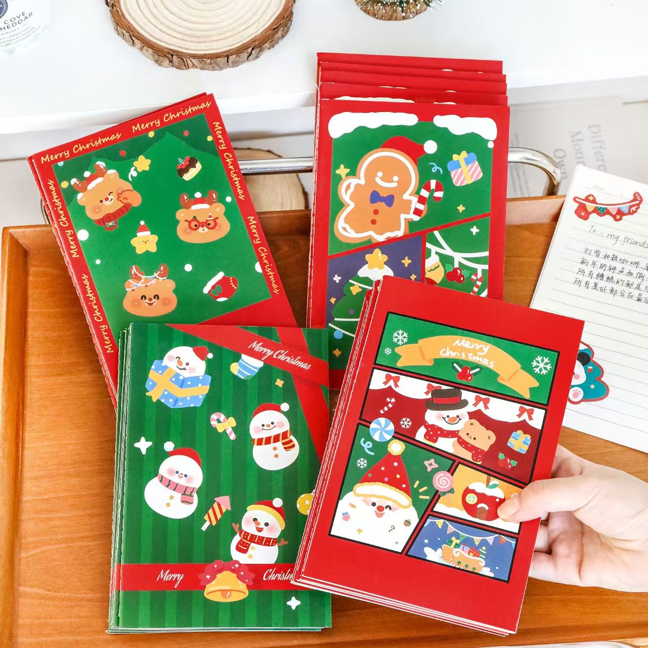 Christmas notebooks for students, featuring cartoon designs and educational stationery (A5 size). These are perfect as small gifts for children during Christmas.