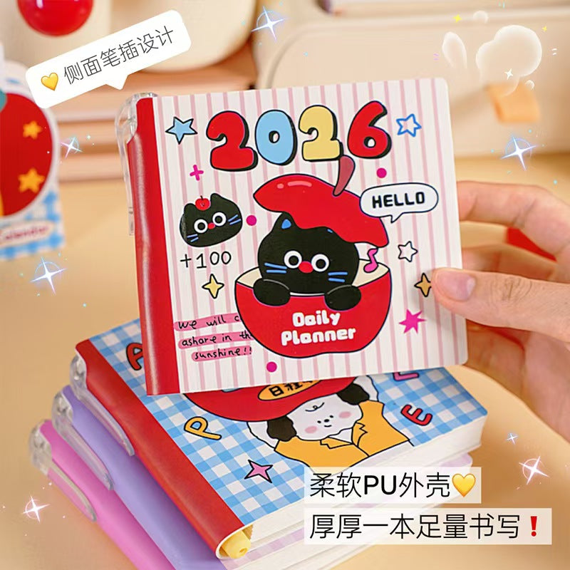 2026 New Edition: Cute Cartoon Plan Notebook for Students-Portable, Self-Driven Check-in Management