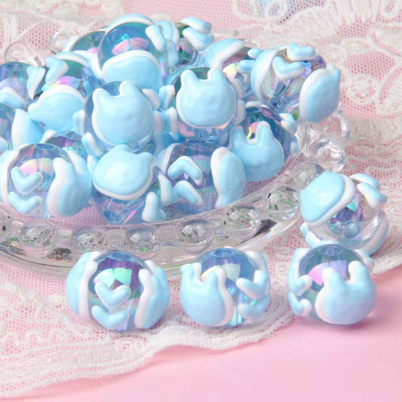 New acrylic hand-painted bead DIY bead pen, cute bead pen, mobile phone chain, heavy oil fruit hand-painted bead string, bead scatter