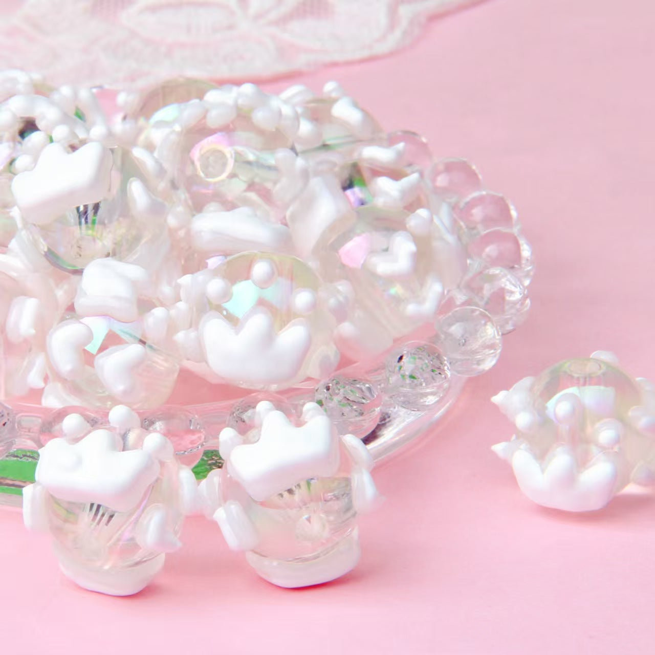 New acrylic hand-painted bead DIY bead pen, cute bead pen, mobile phone chain, heavy oil fruit hand-painted bead string, bead scatter