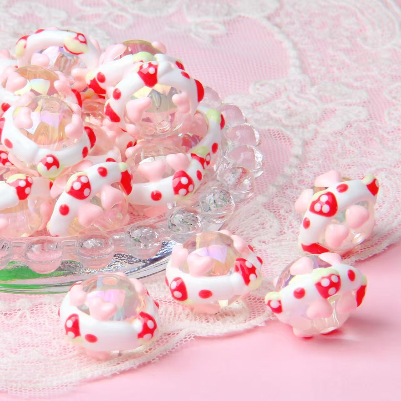 New acrylic hand-painted bead DIY bead pen, cute bead pen, mobile phone chain, heavy oil fruit hand-painted bead string, bead scatter