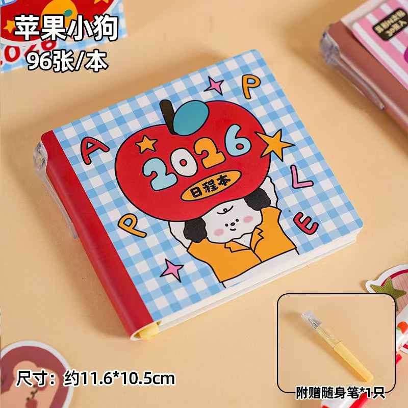 2026 New Edition: Cute Cartoon Plan Notebook for Students-Portable, Self-Driven Check-in Management